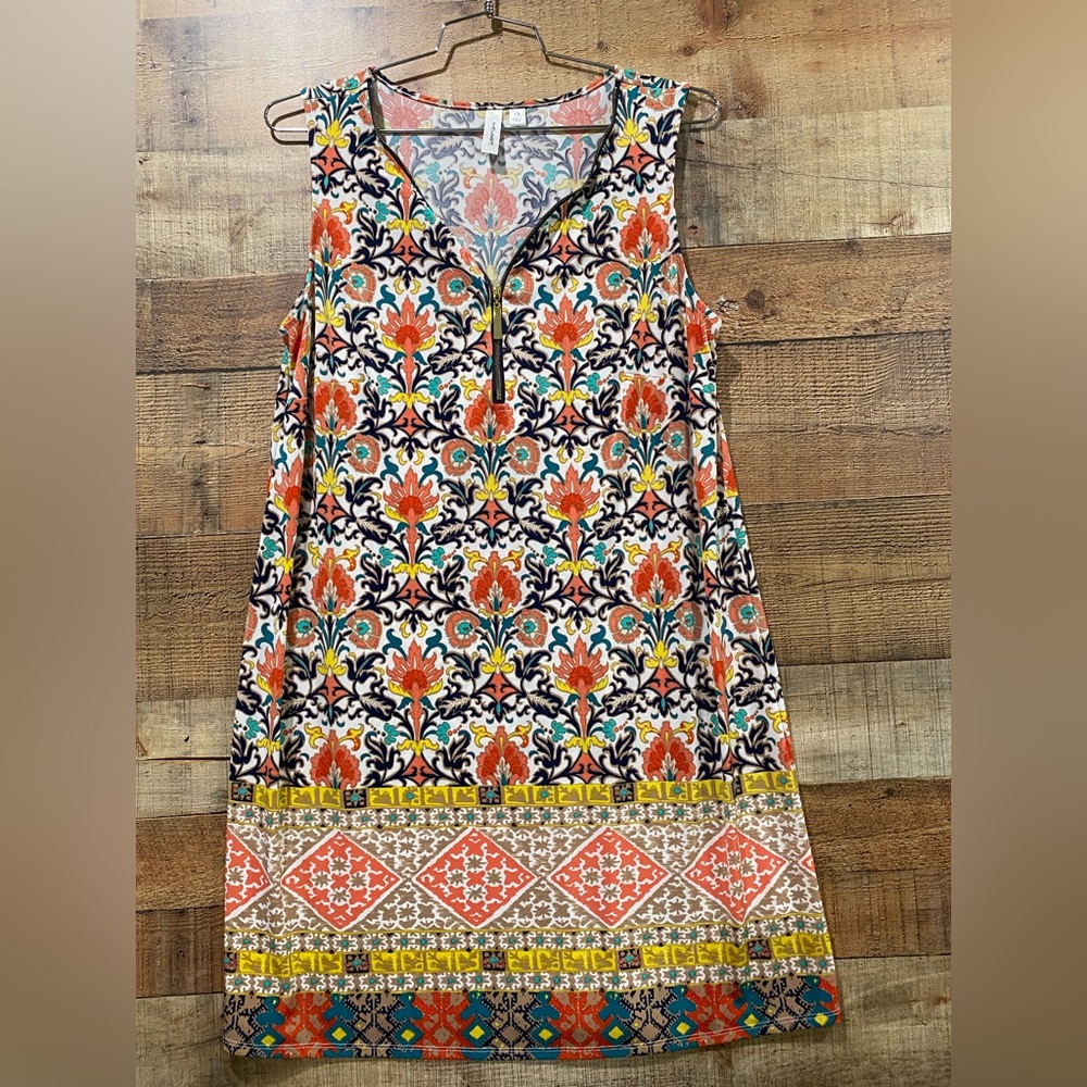 Tacera Colorful Printed Sleeveless Slip Dress Size 1X